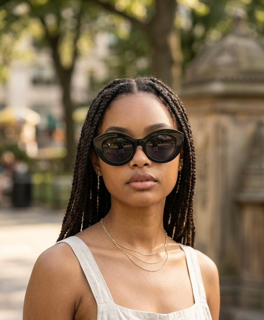 Retro Oval Black Sunglasses – Classic Minimalist Frame