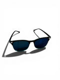 MEN:Classic Square Sunglasses  – Black Frame with Blue Tinted Lenses