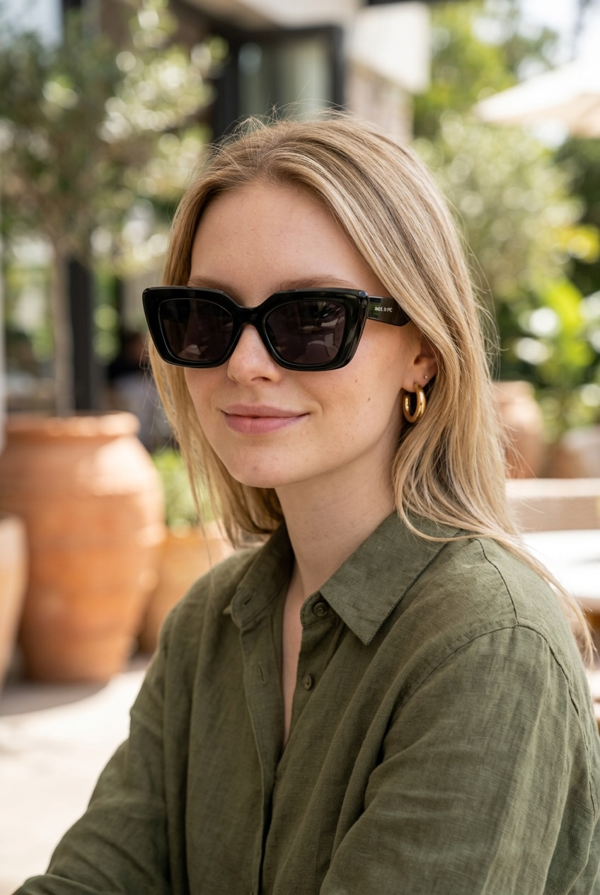 Bold Rectangle Sunglasses for – Glossy Black Statement Frame