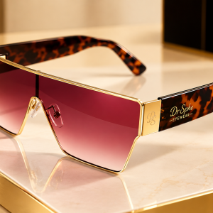 luxury burgundy shield sunglasses